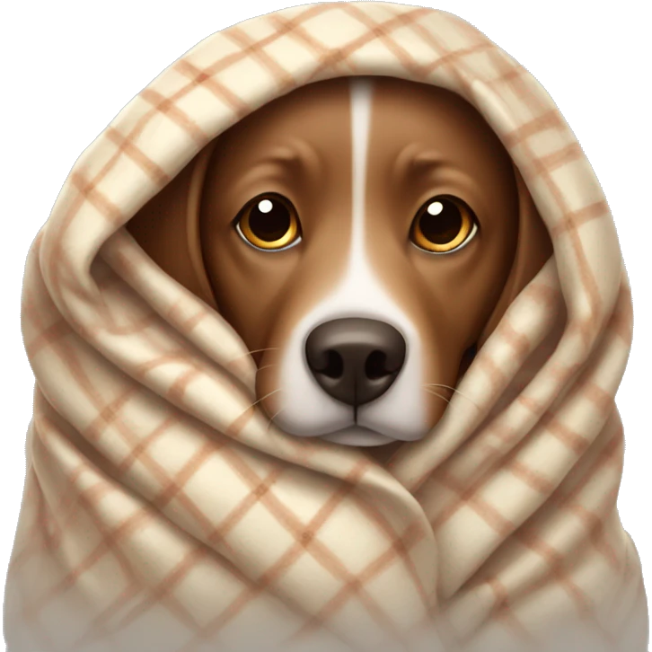 Cozy brown dog in a blanket emoji