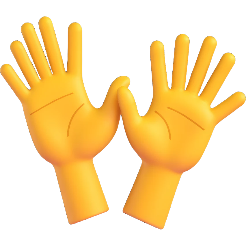 Two open hands in emoji style, tilted to the right as if pushing a swing, with motion lines behind them to show movement. Minimal background, clean cartoon style emoji