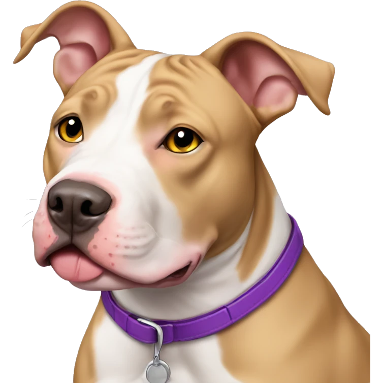 Tan and white pit bull purple nose emoji