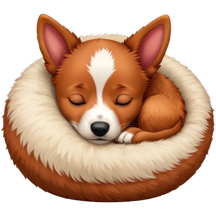 Sleeping red heeler puppy curled up in a ball emoji