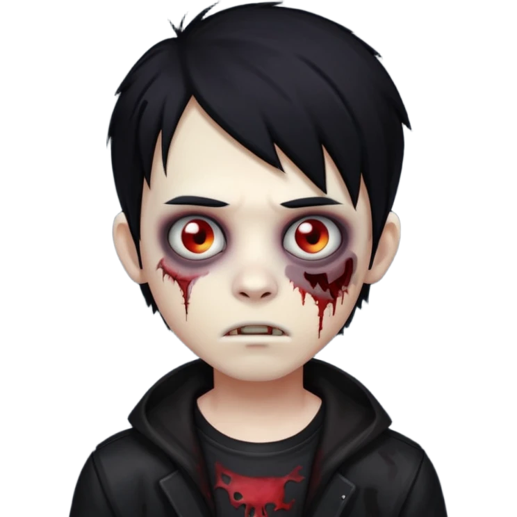 boy zombie with black hair emo emoji