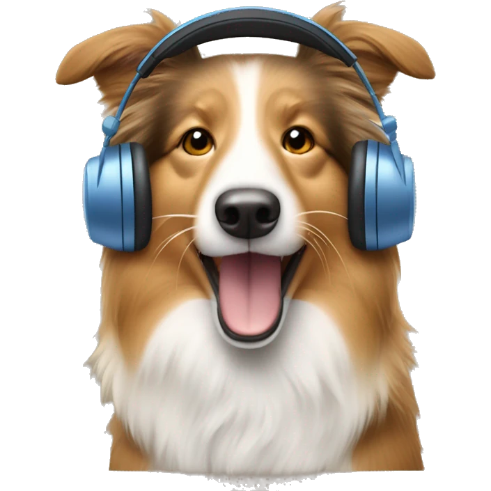shetland sheepdog wearing a headset emoji