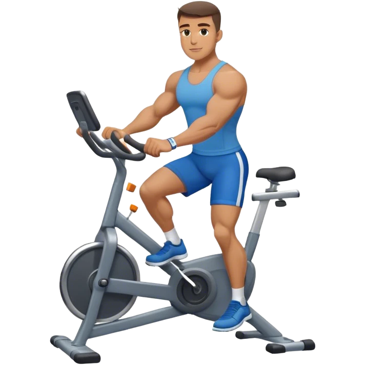 buff guy blue shorts grey stationary bike emoji