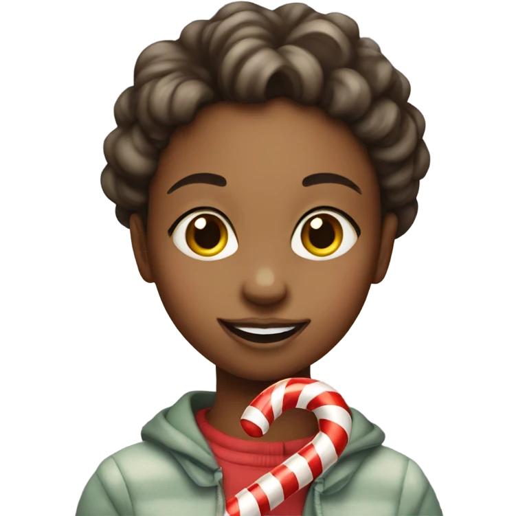 Girl with a candy cane emoji