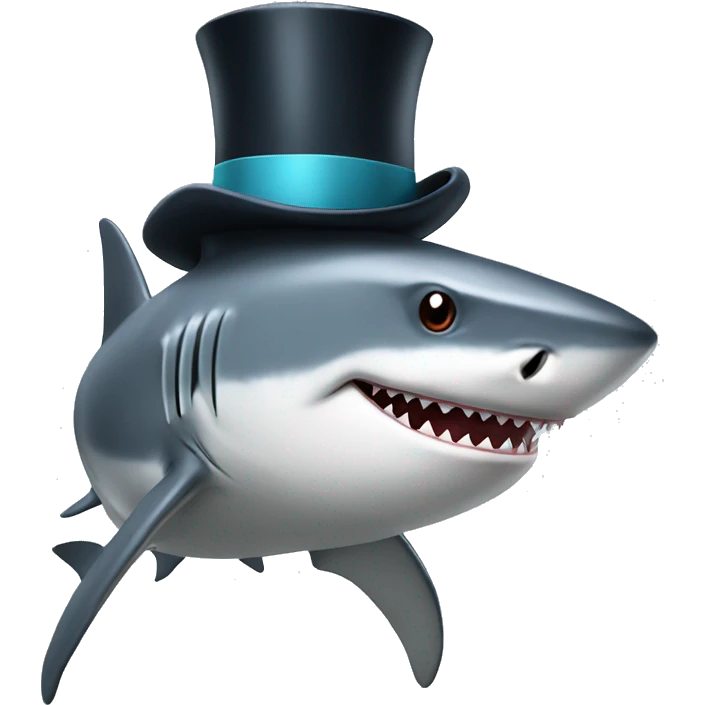 Shark with a top hat emoji