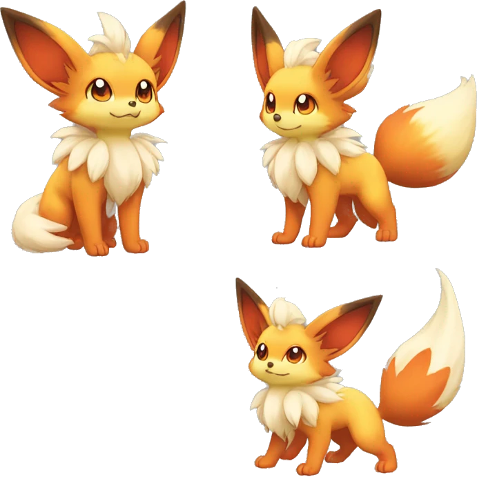  Fennekin-Flareon—Vulpix-Fakemon Full body emoji