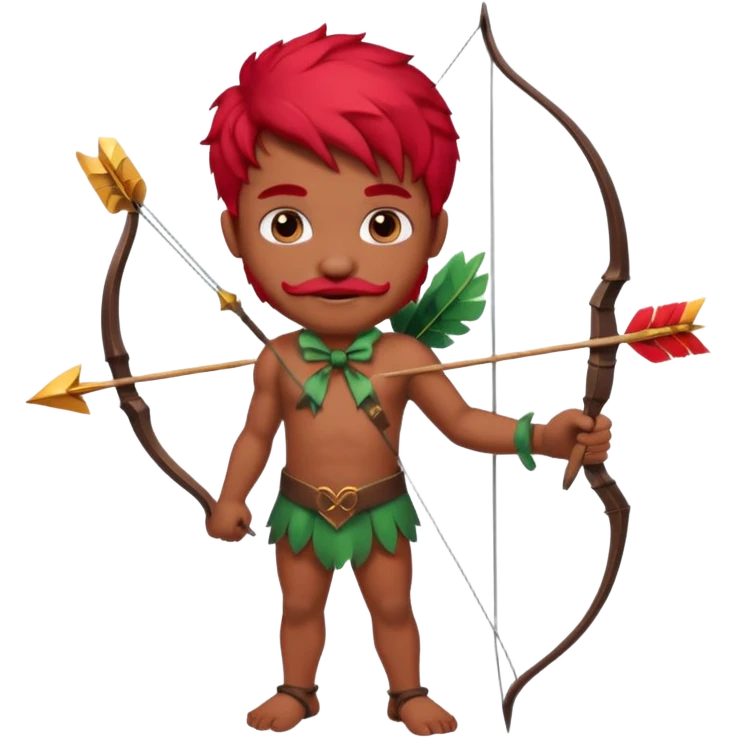 Black cupid with red hair and mustache emoji