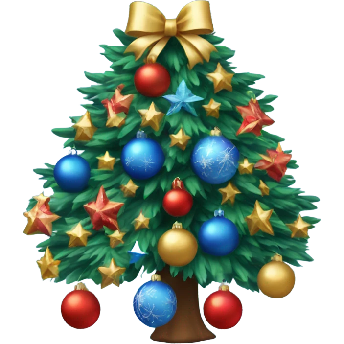 árbol navideño con decoraciones azules  emoji