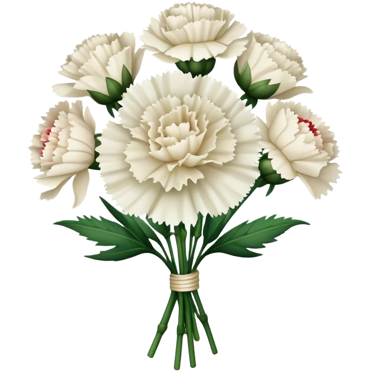 white bouquet Carnation stem flowers emoji