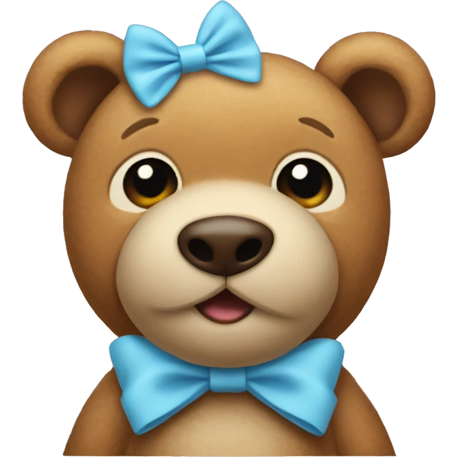 Teddy Baer with a light blue bow on its ear  emoji