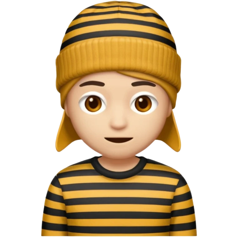 system emoji of a thief, wearing a striped shirt and beanie, neutral, simple, no text emoji