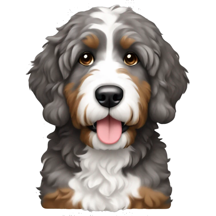 Grey brown and white bernedoodle emoji