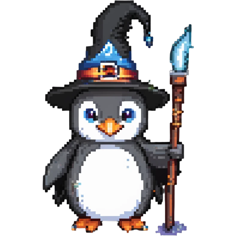 penguin wizard casting a spell emoji