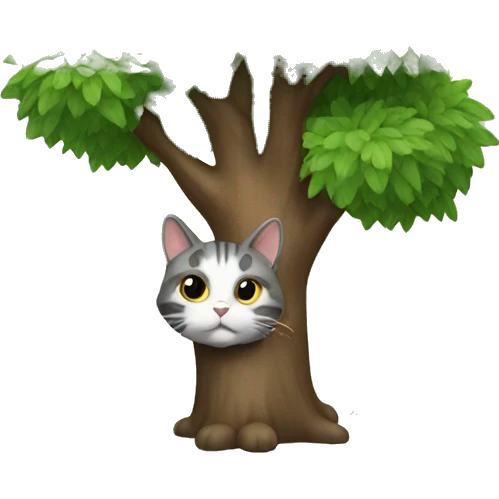 Cat wearing tree emoji