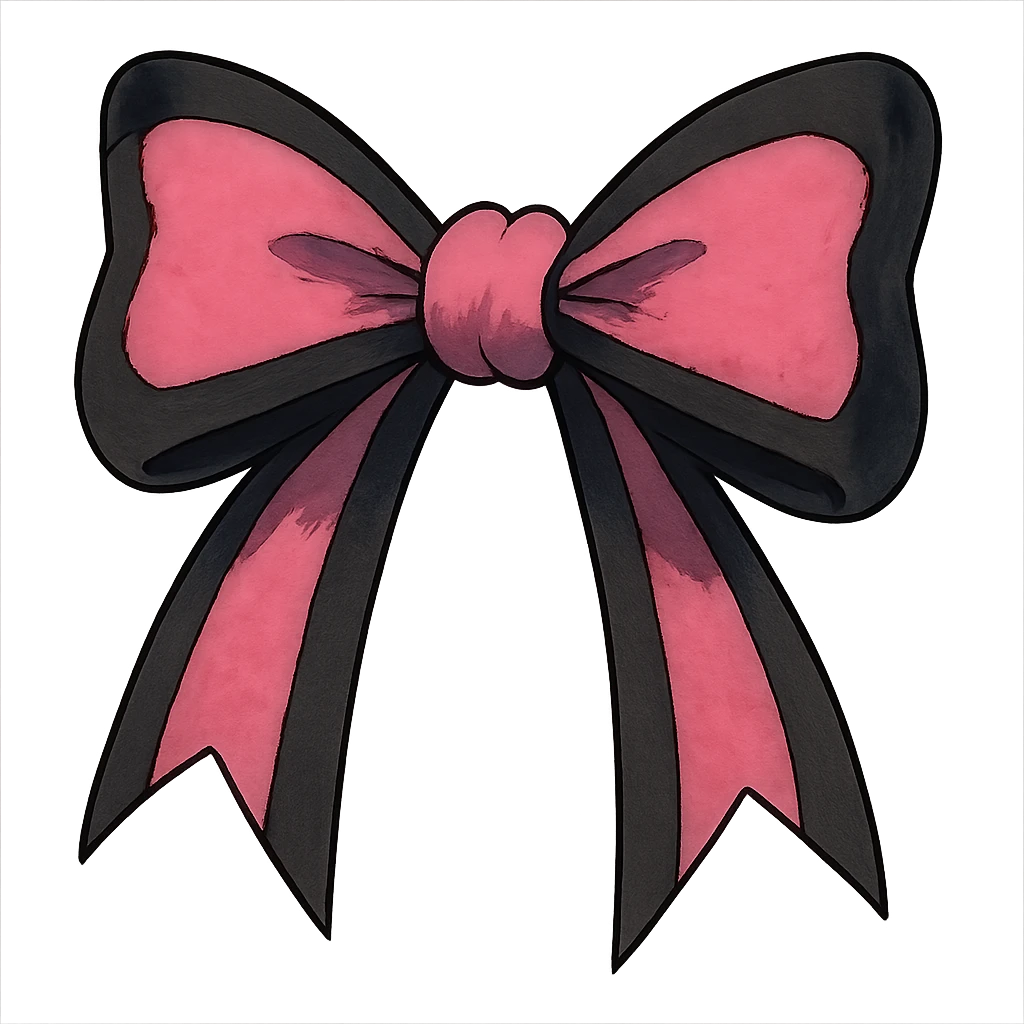 pink and black gothic bow emoji