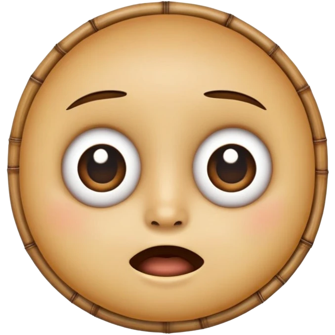 round emoji face with big eyes and bamboo piece held in mouth emoji