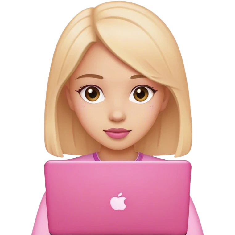 Girl with pink laptop  emoji