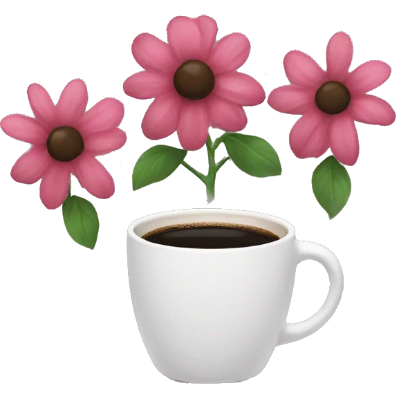 black coffee with a mug with flowers emoji