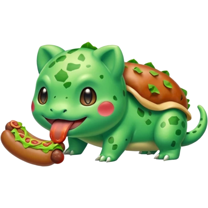 bulbasaur eating sausage emoji