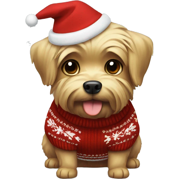 Yorkshire dog wearing chistmas sweater  emoji