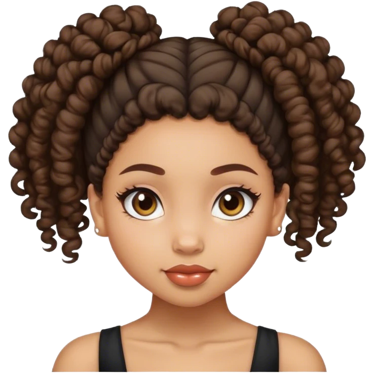 Lightskin girl with a curly hair bun emoji