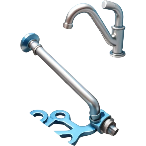 3D illustration of a metal wrench tightening a pipe under a sink, clean Pixar-like 3D style, soft shadows, simple background, plumbing tool focus, vibrant but not exaggerated

 emoji