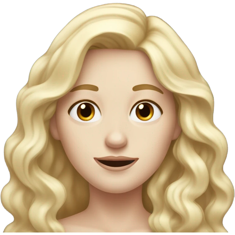 Woman, white skin, pale skin, long hair, blonde hair, wavy hair, losing weight emoji