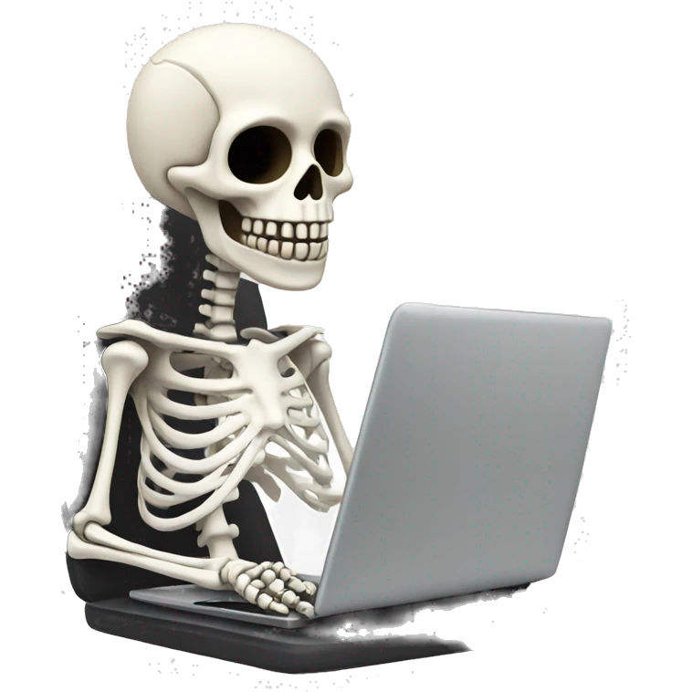 happy skeleton working on laptop emoji