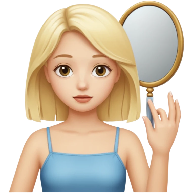 blonde girl taking mirror selfie emoji