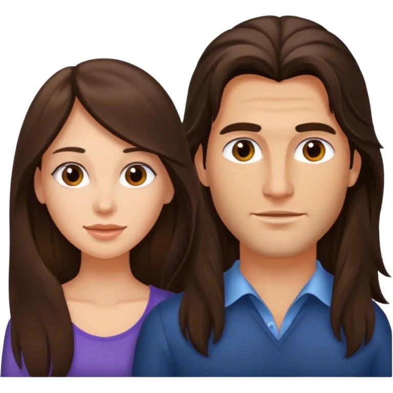 Brunette woman strapon long haired man emoji