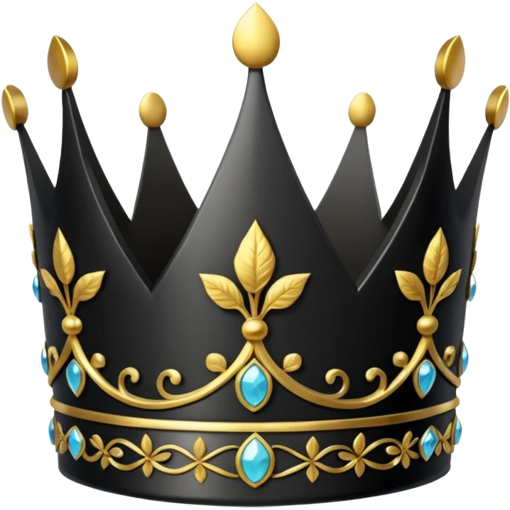 eine schwarze krone mit ein wenigen verzirten goldblätter  emoji
