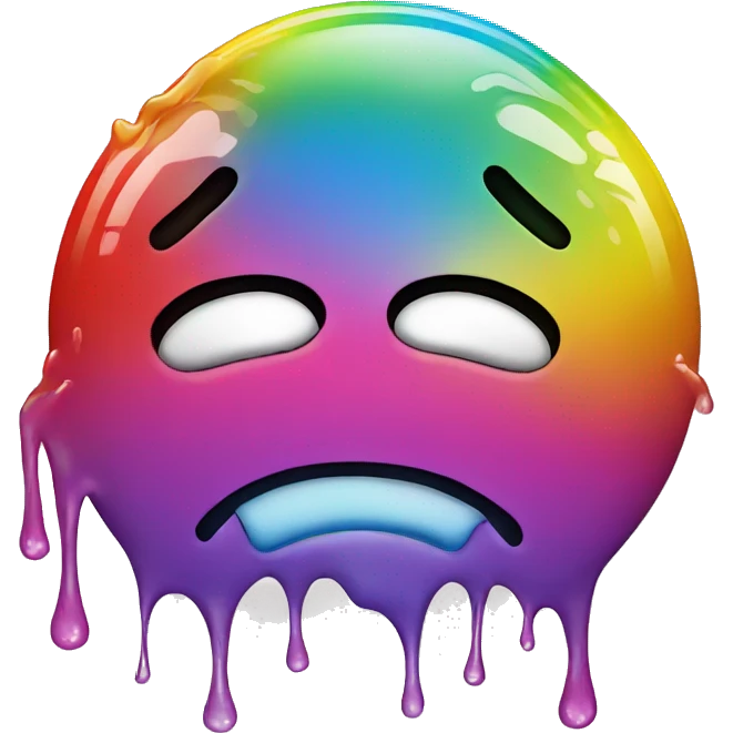 Rainbow smiley face with dripping emoji