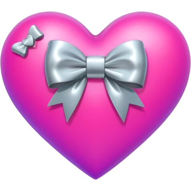 neon heart with a silver bow and heart pattern on the bow emoji