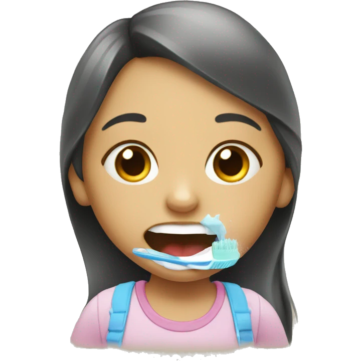 a little girl brushing teeth emoji