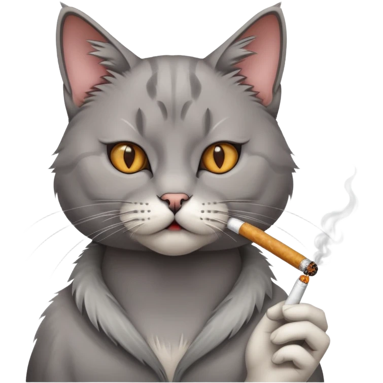 cat with cigarette in mouth staring intensely emoji