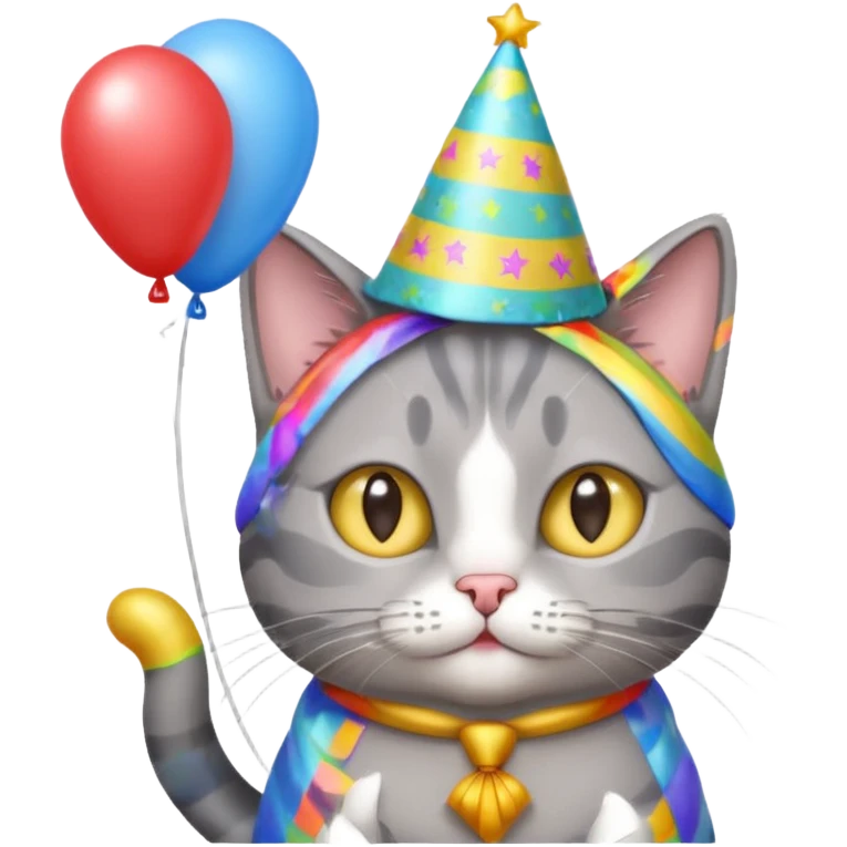 Birthday cat with Clint balloon  emoji