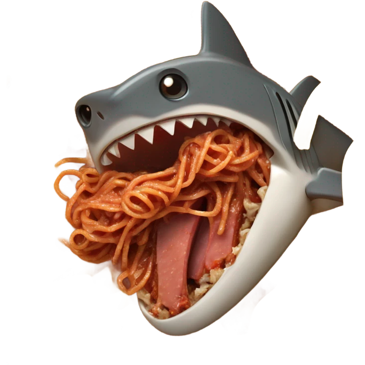 shark eating spaghetti bolognaise  emoji