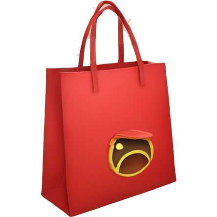 bolso rojo de compras con simbolo de promocion en el centro emoji