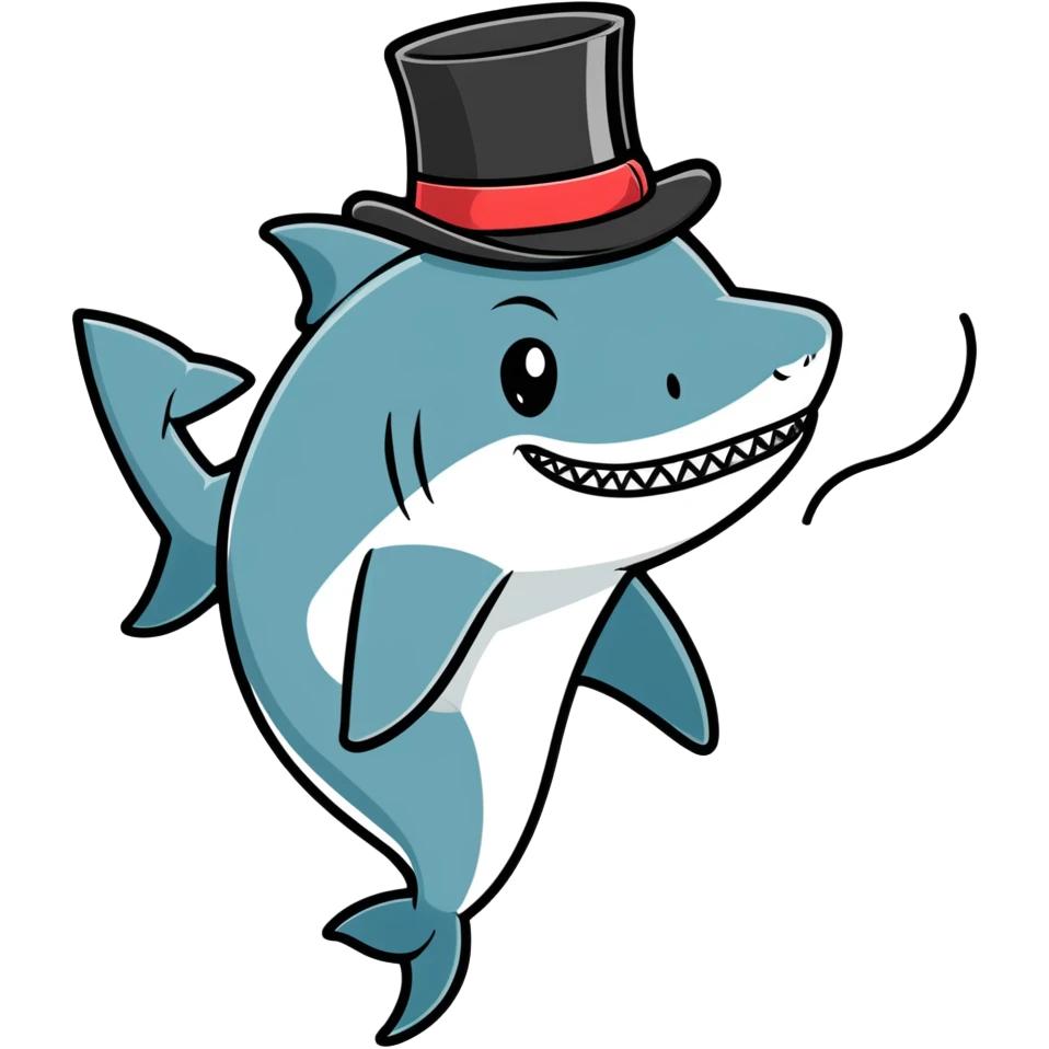 Shark with a top hat emoji