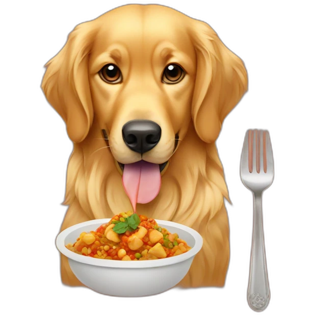 golden retriever eating Moroccan food emoji