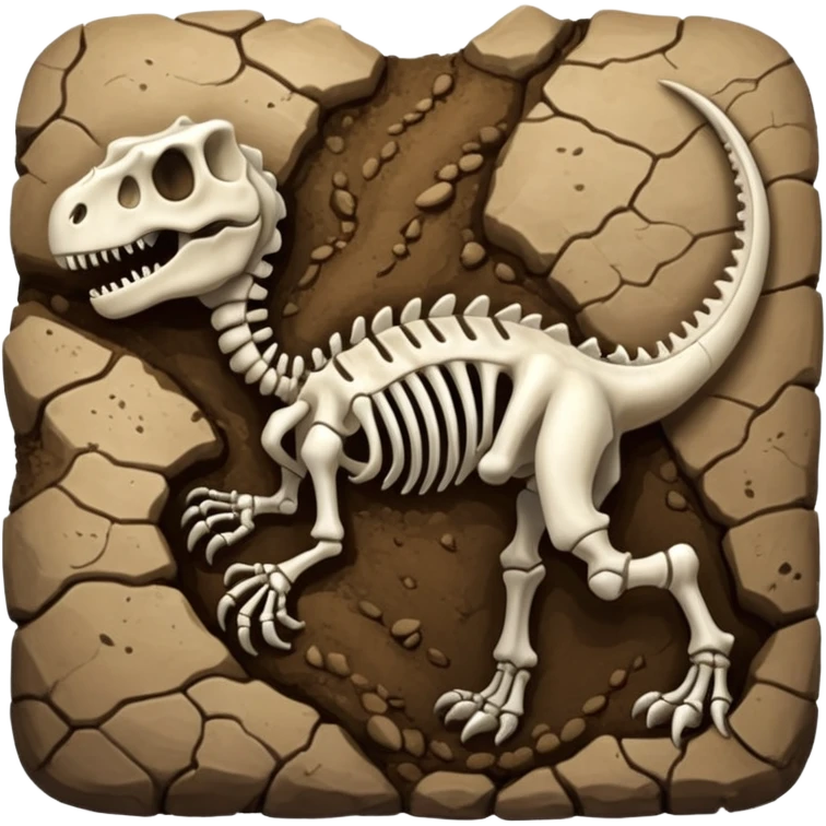 Dinosaur skeleton in soil emoji