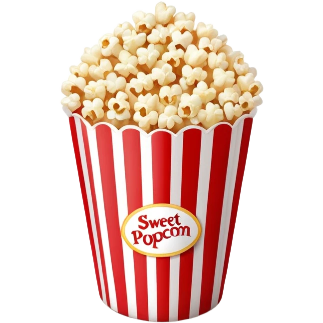 minimalist sweet popcorn in a red and white vertically striped package, simple clean design, fewer details emoji