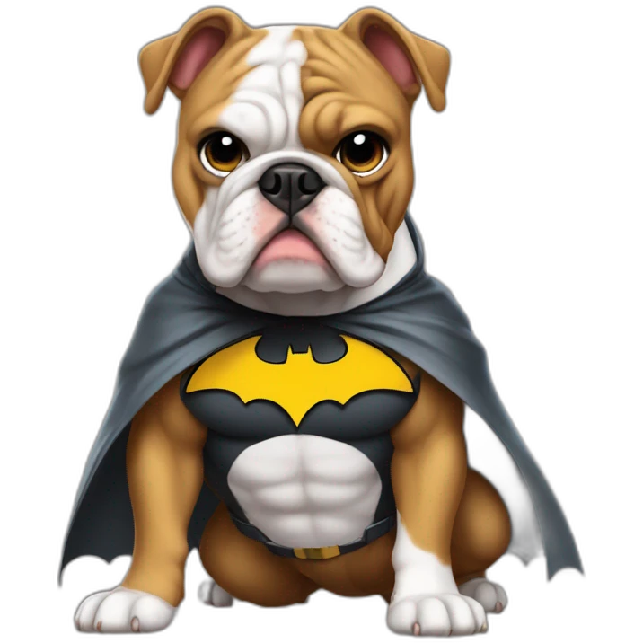 bulldog com roupa de batman emoji