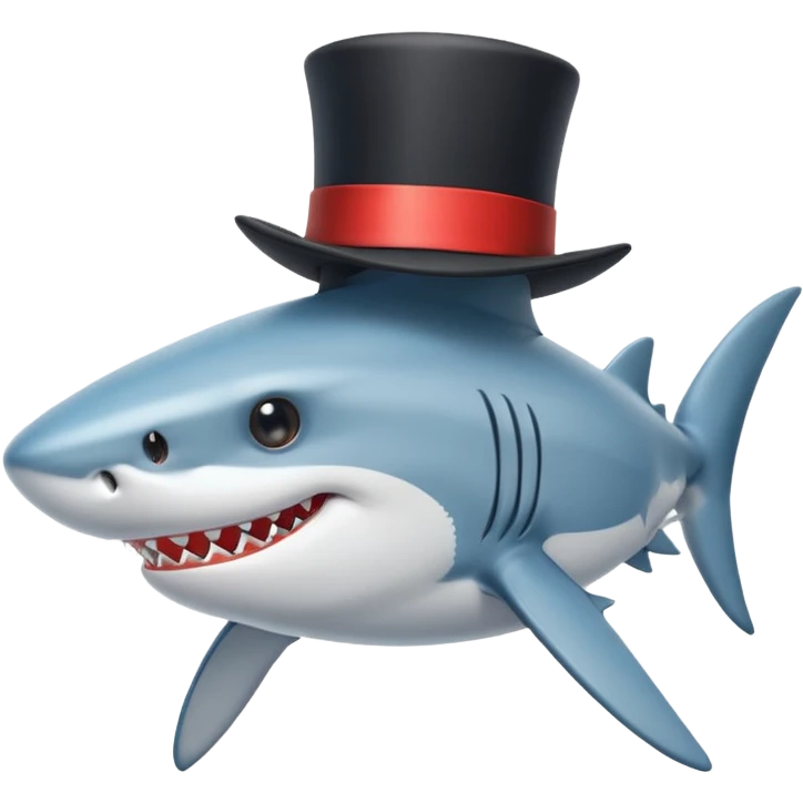 Shark with a top hat emoji