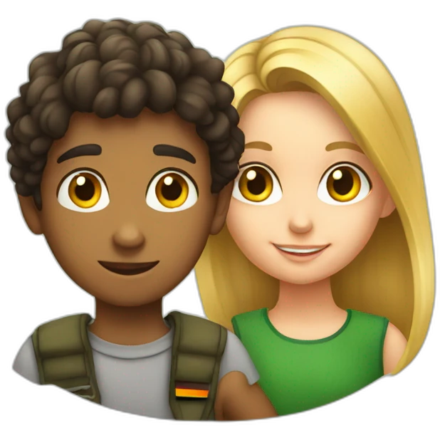 brazilian young boy with german young girl emoji