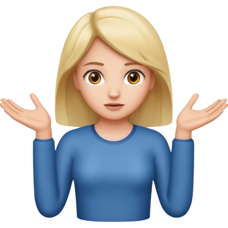 A girl shrugging his shoulders with a 6 above his left hand and a 7 above his right hand. emoji