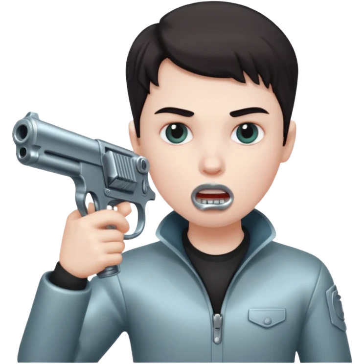 Gun in mouth emoji