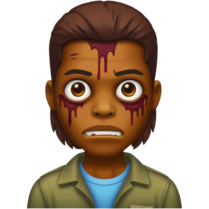 Zumbi moreno com cabelo liso emoji