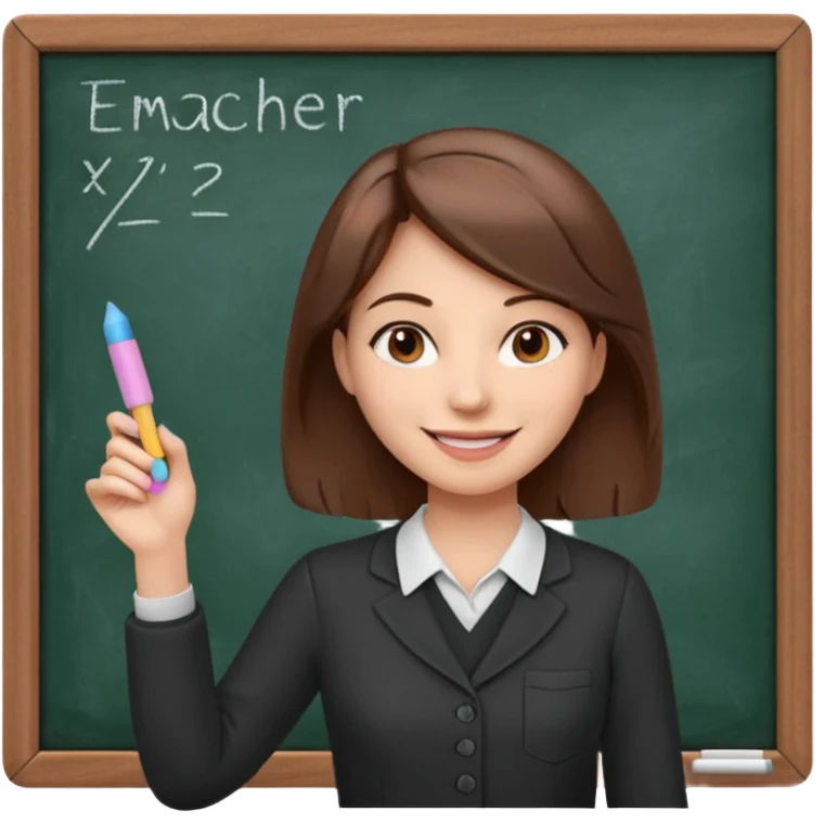 woman teacher with medium brown hair bigger blackboard emoji