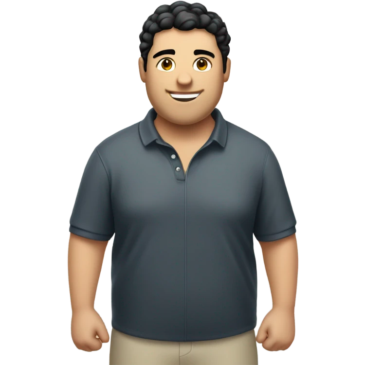 Laid back white guy with black hair and chubby wearing a polo shirt and a sport jacket  emoji